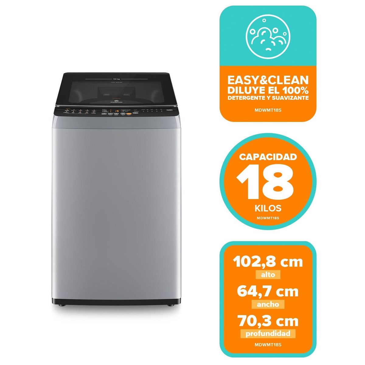 MADEMSA - Lavadora Carga Superior MDWMT18S Mademsa