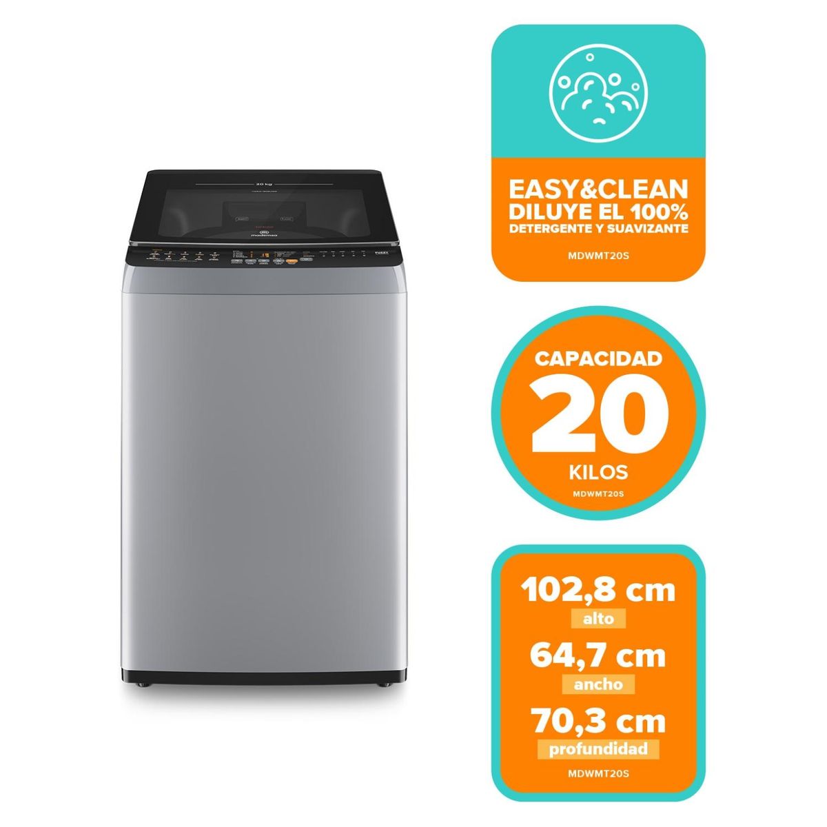 MADEMSA - Lavadora Carga Superior MDWMT20S Mademsa