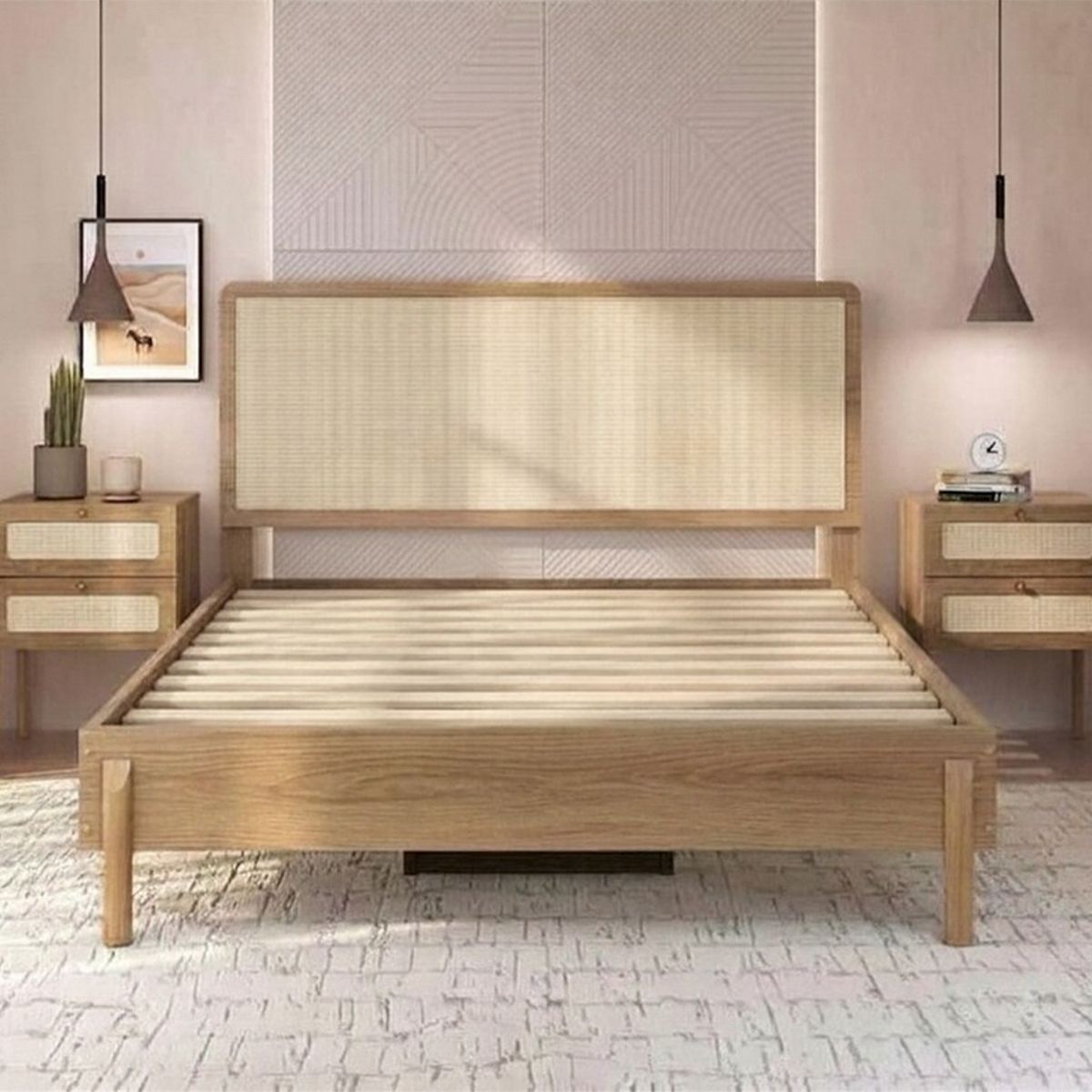DECOCASA - Cama Oslo King 2 Veladores 27933 C27934 Decocasa