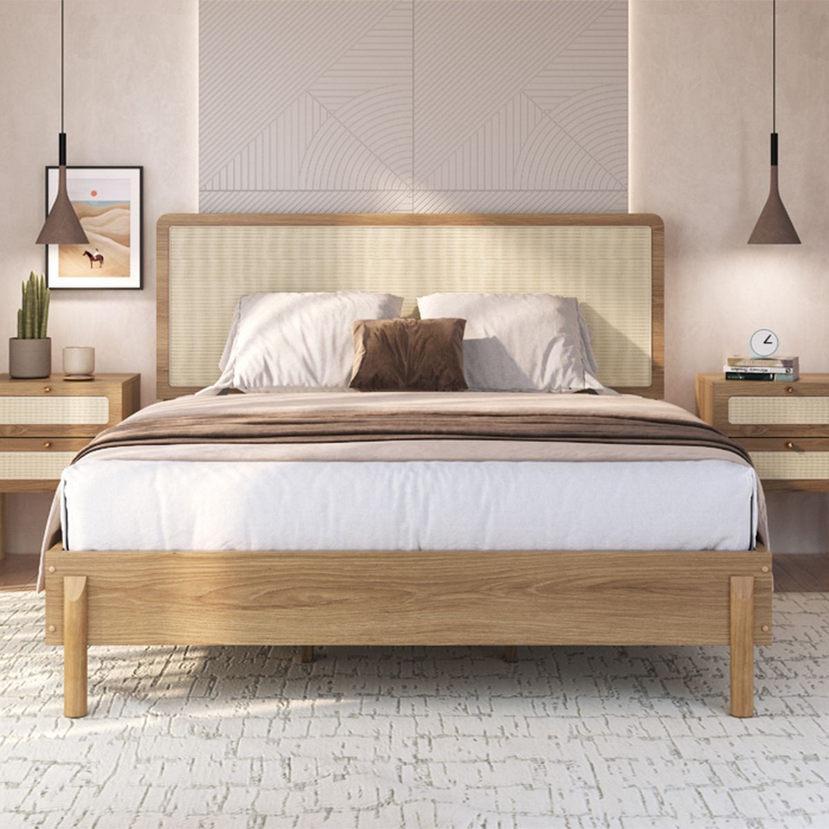 DECOCASA - Cama Oslo King 2 Veladores 27933 C27934 Decocasa