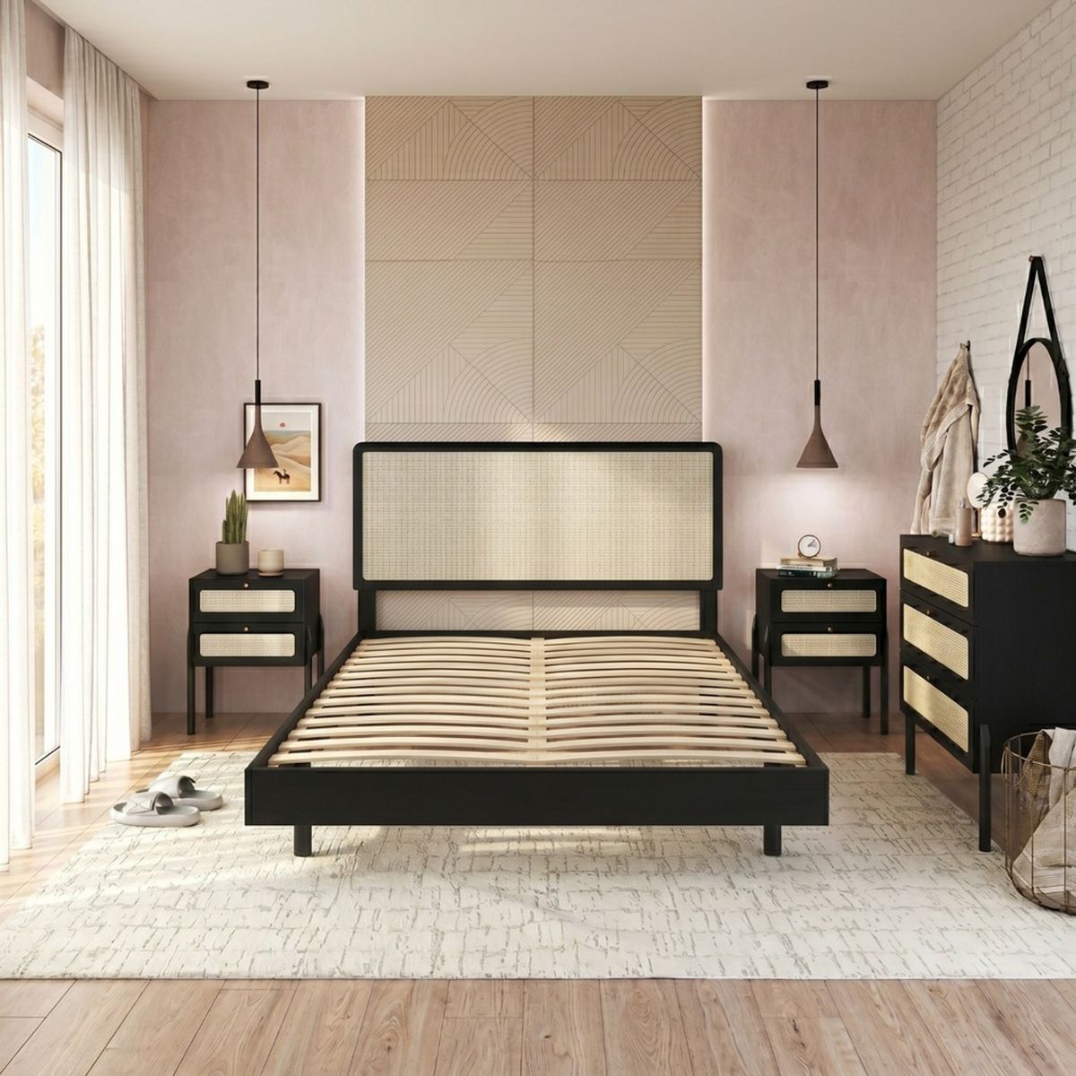 DECOCASA - Cama Oslo King 2 Veladores 27933 Decocasa
