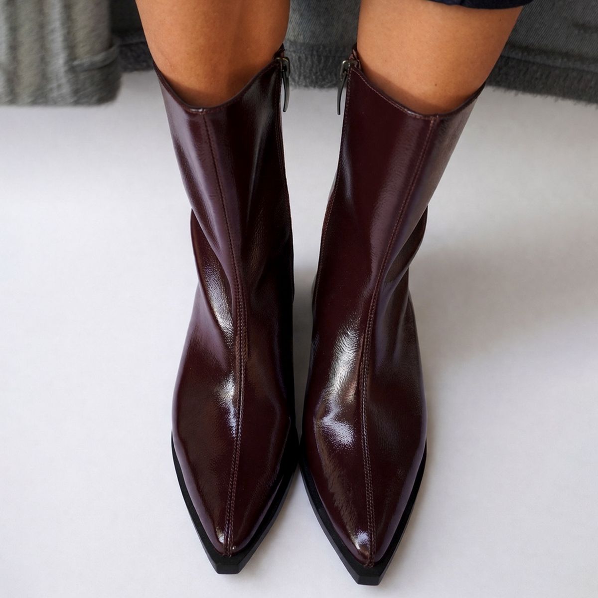 ATHAR - Botin Mujer Cuero Burdeo Athar