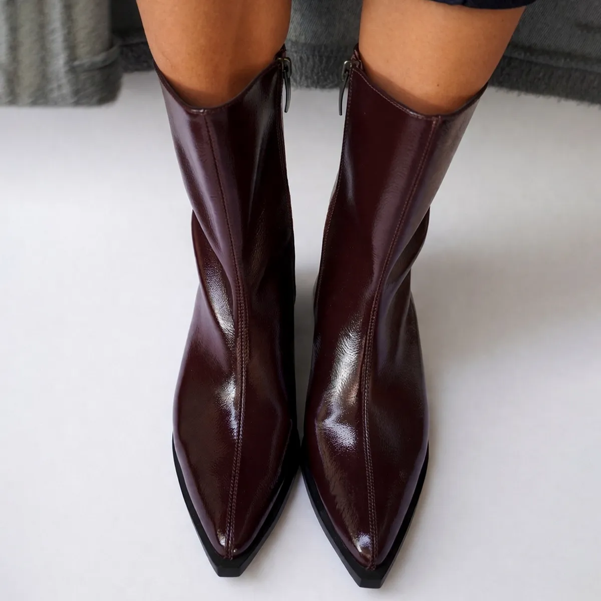 ATHAR - Botin Mujer Cuero Burdeo Athar