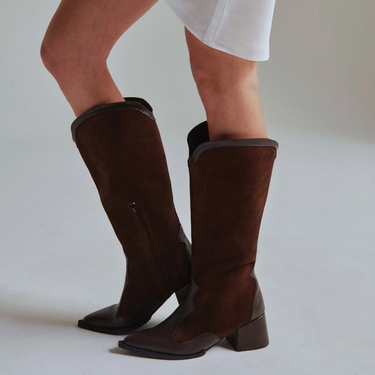 ATHAR Bota Mujer Cuero Café