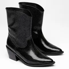 ATHAR - Botin Mujer Cuero Negro