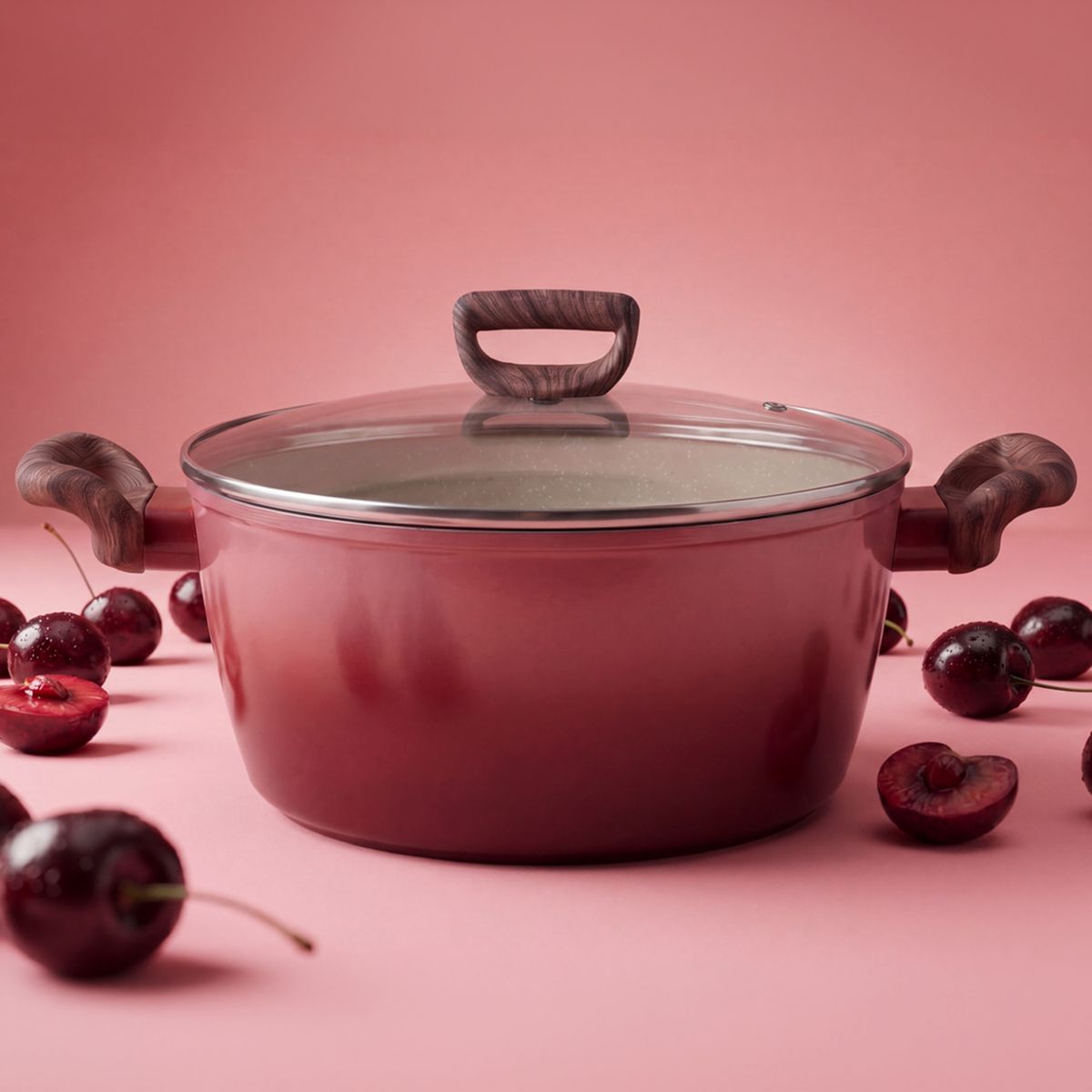 ILKO - Olla Antiadherente Granito 24 cm Degradé Cherry Ilko