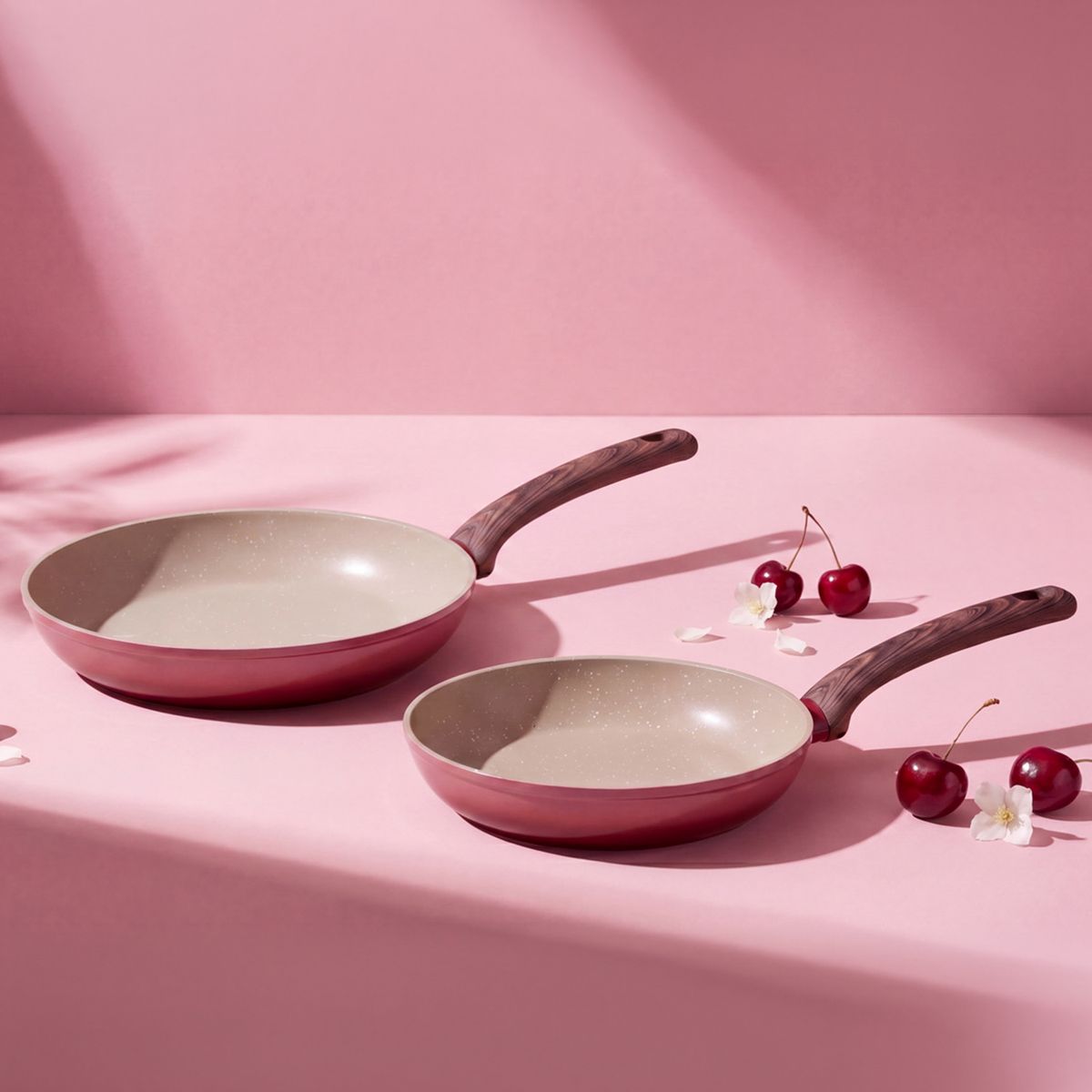 ILKO - Set 2 sartenes Antiadherente Granito 20cm y 24cm Degradé Cherry Ilko