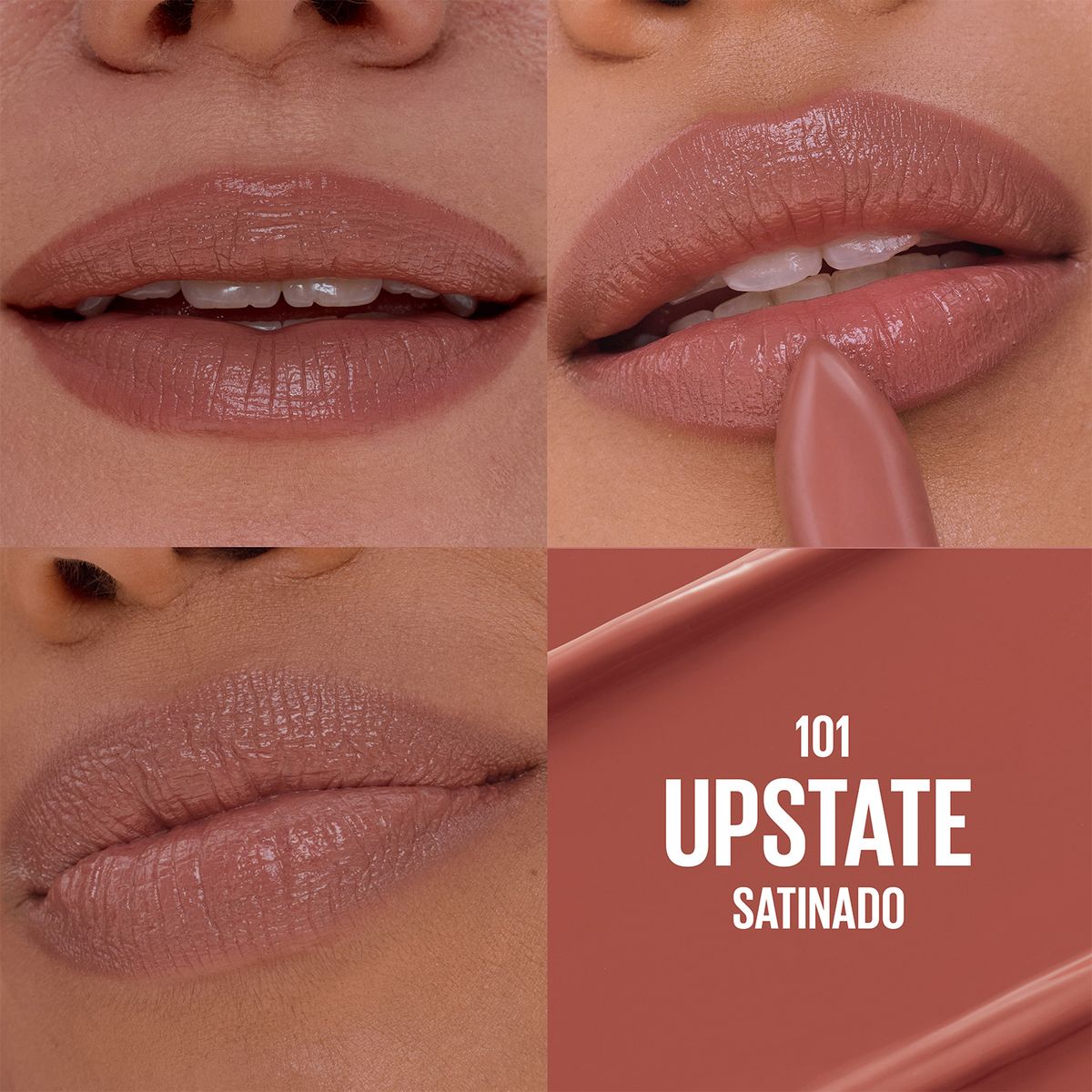 MAYBELLINE - Serum Lipstick Satín, Labial con Ácido Hialurónico, 101 Upstate