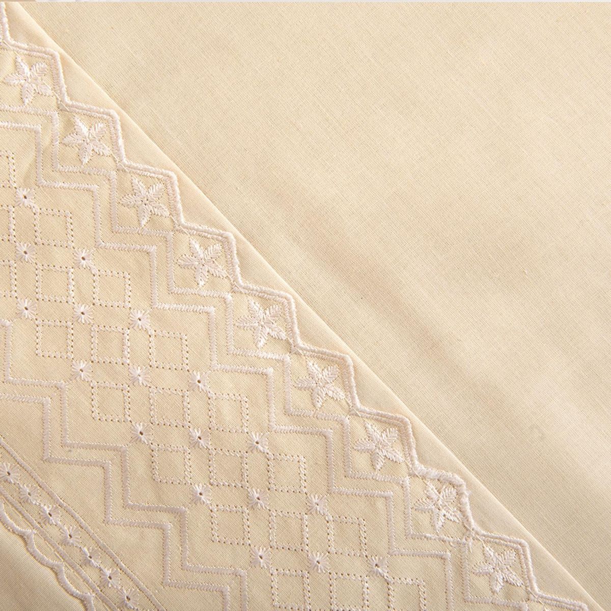 MASHINI - Sábana Broderie Geo 2 Plazas Nude Mashini