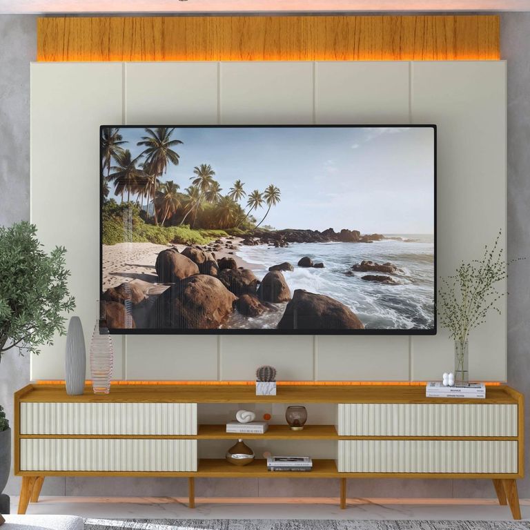DECOCASA Rack + Panel Magnifico Led 2.2 Natural/Off White