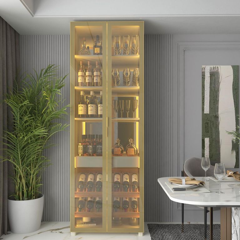 DECOCASA Vitrina Prisma Vidrio Led 76 Cm Off White