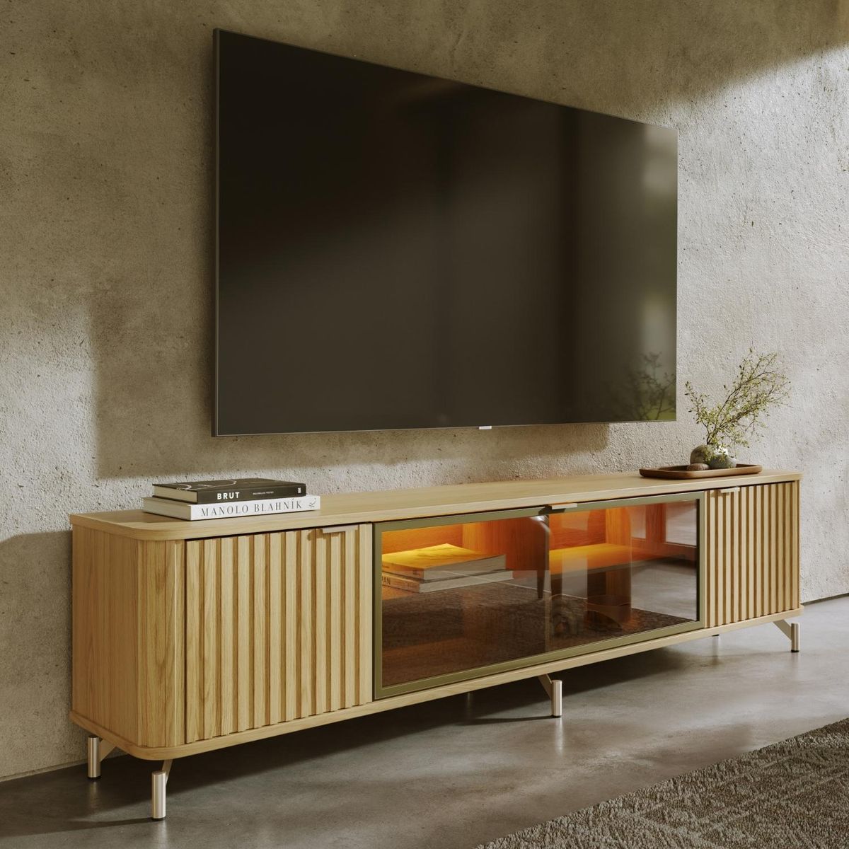 DECOCASA - Rack Neon Float 2 1 Carvalho Decocasa