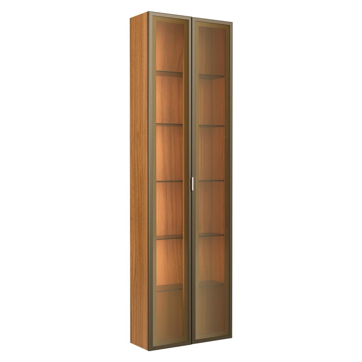 DECOCASA - Rack 2.1+Panel 2.1 Neon Fl Led+2 Vitrinas 2P Canela Decocasa