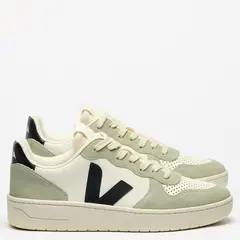 VEJA - V-10 Pure Black Clay Zapatilla Urbana Hombre Cuero Verde