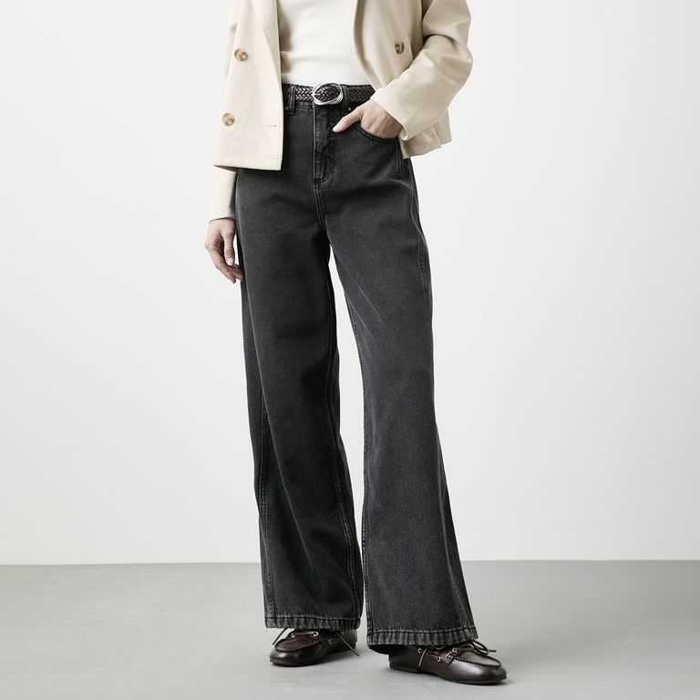 Jeans Straight Tiro Medio Mujer Basmenet