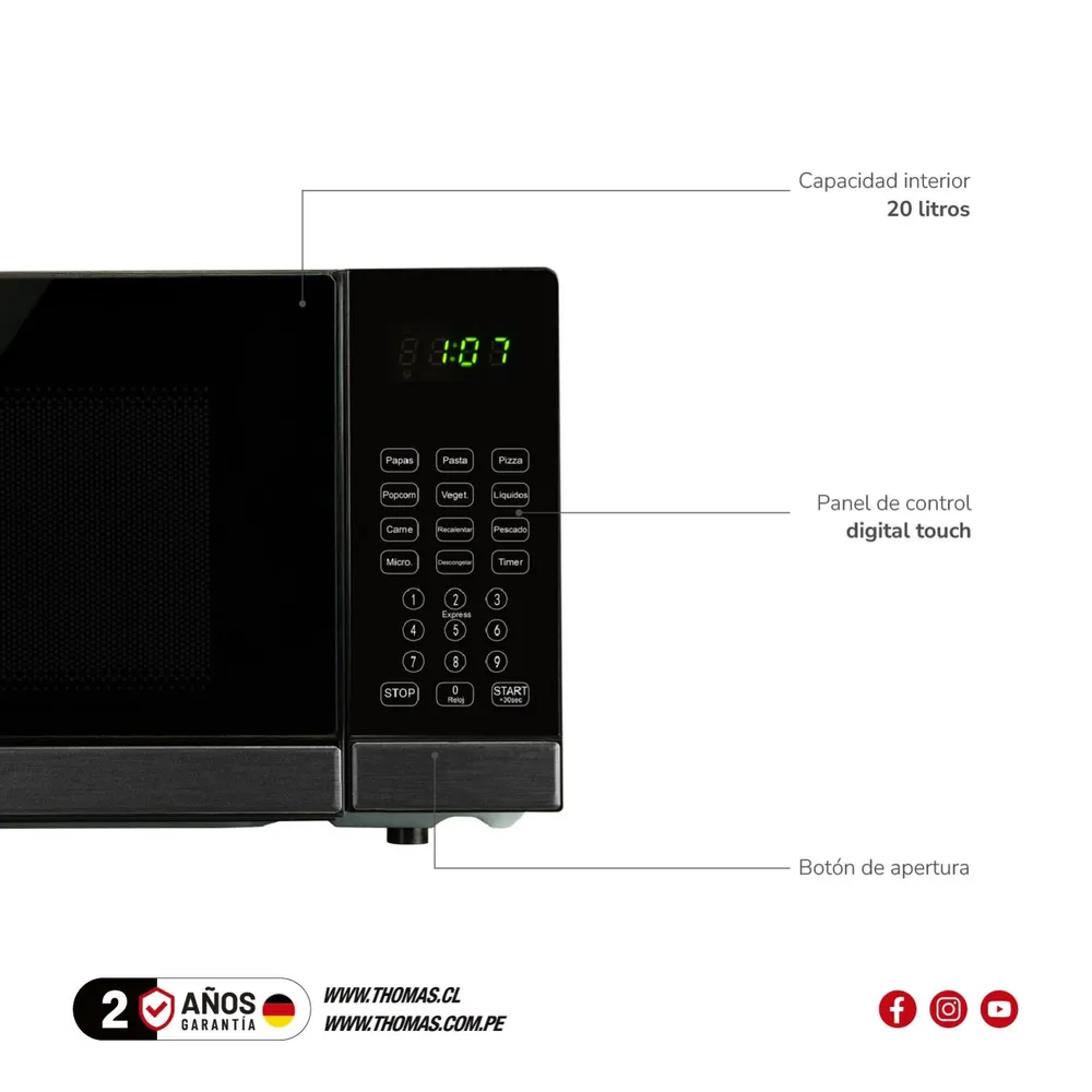 Thomas HeatTouch TH-MW20DN 20 L Negro, foto 6