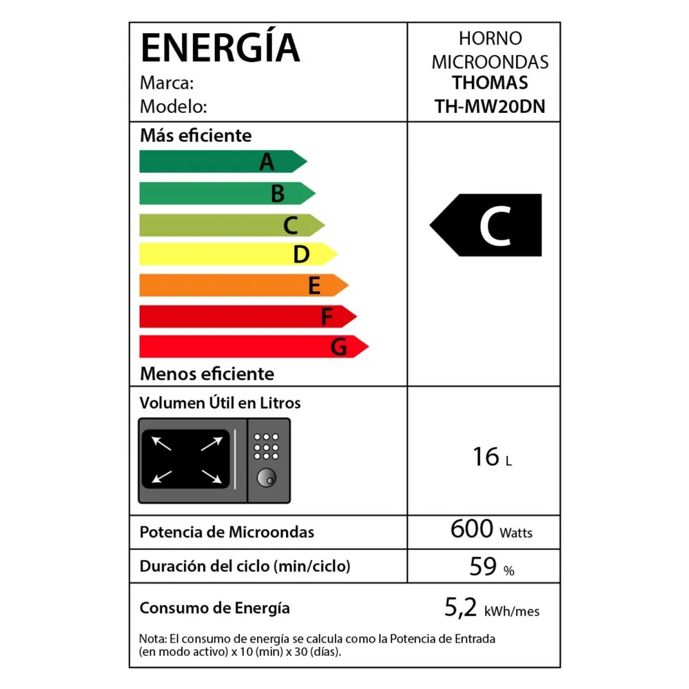 Thomas HeatTouch TH-MW20DN 20 L Negro, foto 8