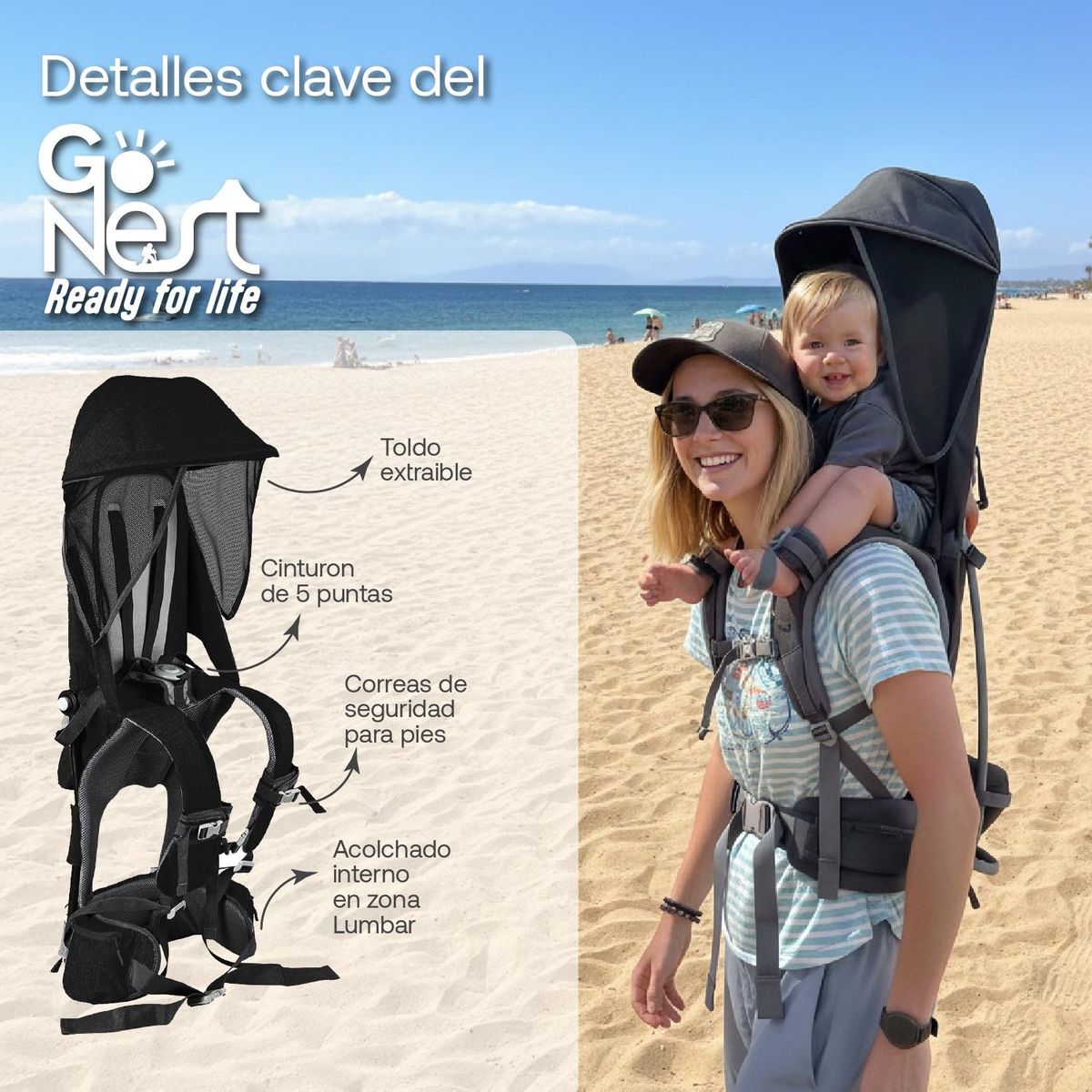 BEBESIT - Porta Bebé Go Nest Negro Bebesit