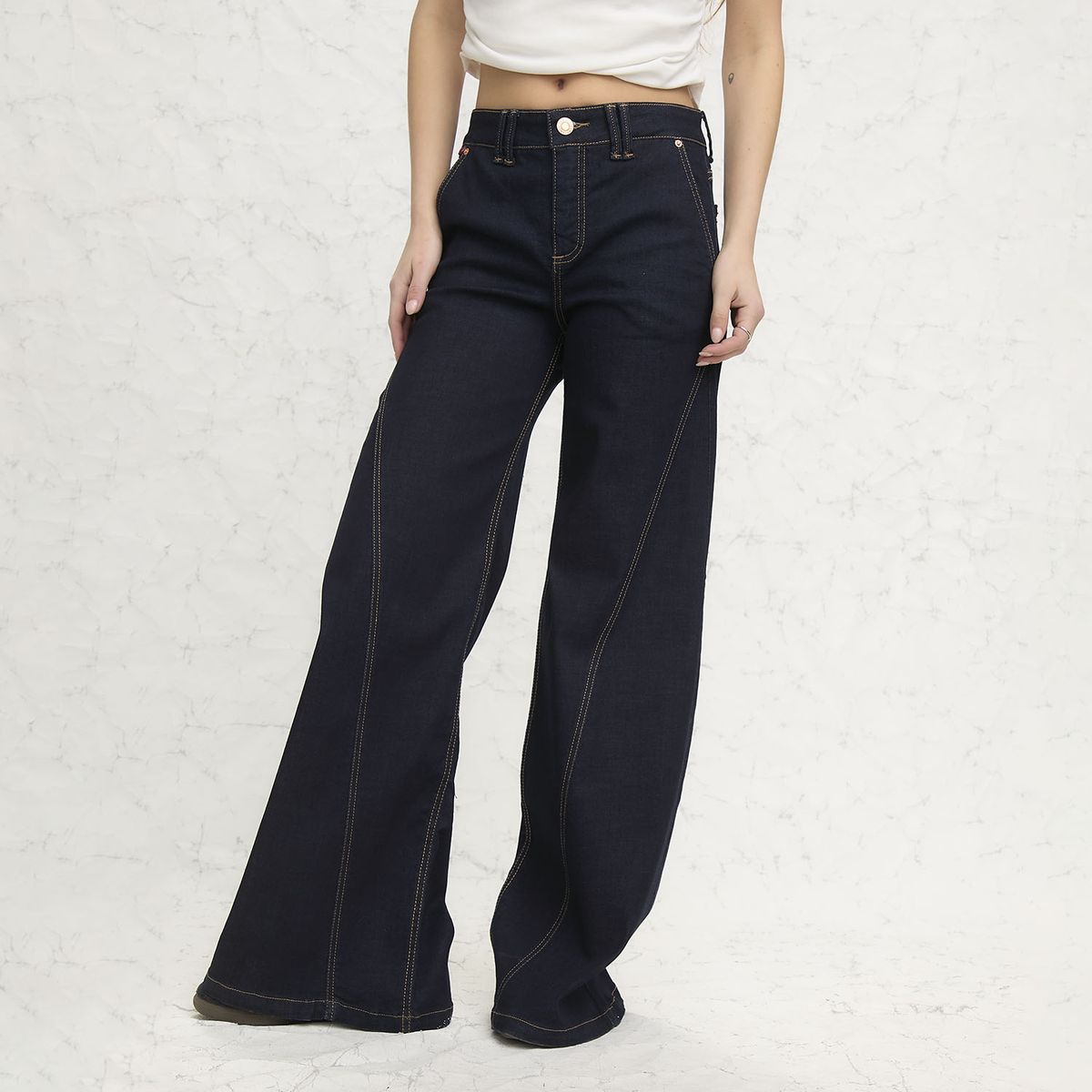 AMERICANINO - Jeans Wide Leg Tiro Medio Mujer Americanino