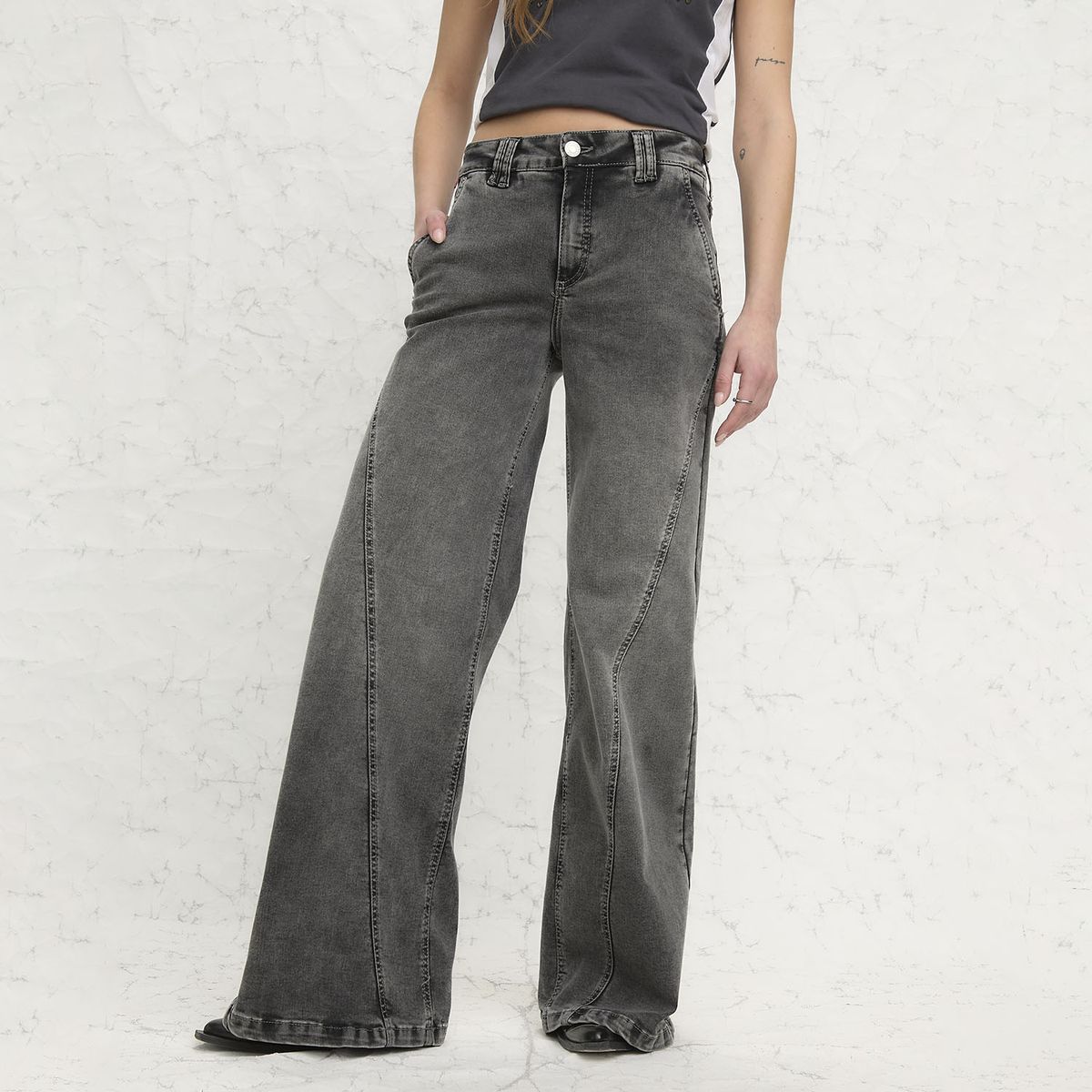AMERICANINO - Jeans Wide Leg Tiro Medio Mujer Americanino