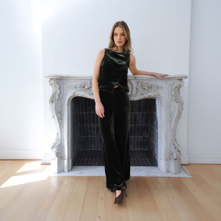 Pantalón Inés Verde Tiro Medio Mujer