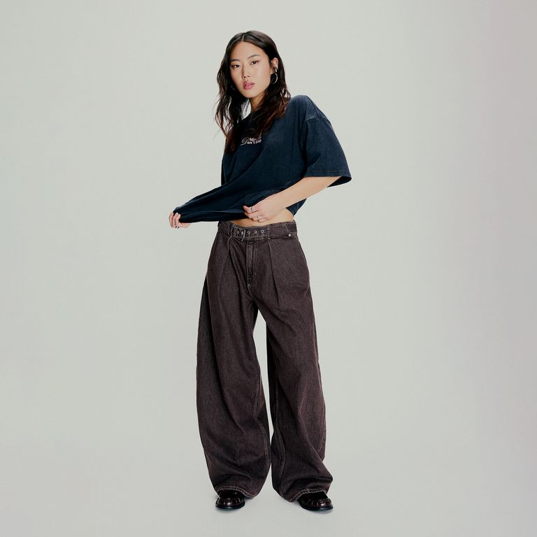 Jeans Baggy Tiro Medio Mujer