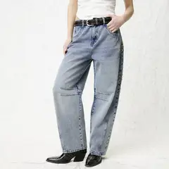 AMERICANINO - Jeans Baggy Tiro Medio Tachas Mujer