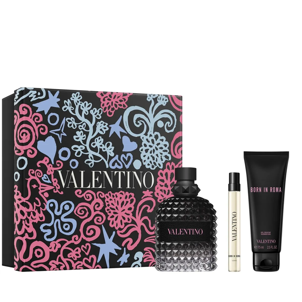 VALENTINO - Set Perfume Hombre Born in Roma Uomo 100ml + 10ml + Shower Gel 75ml Valentino