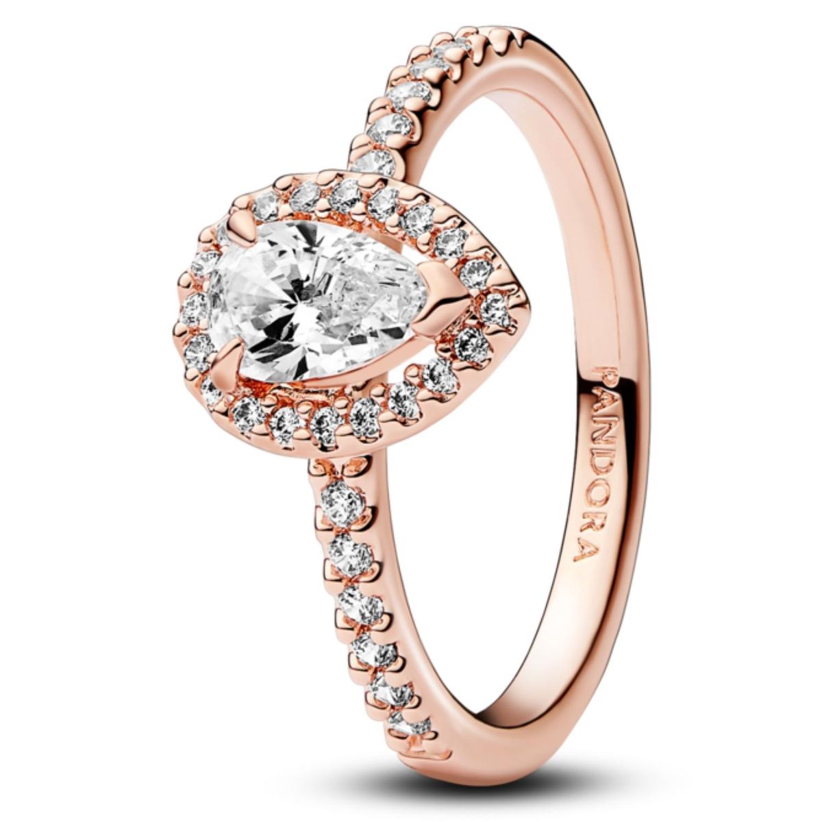 PANDORA - Anillo Halo Brillante Corte Pera Mujer Pandora