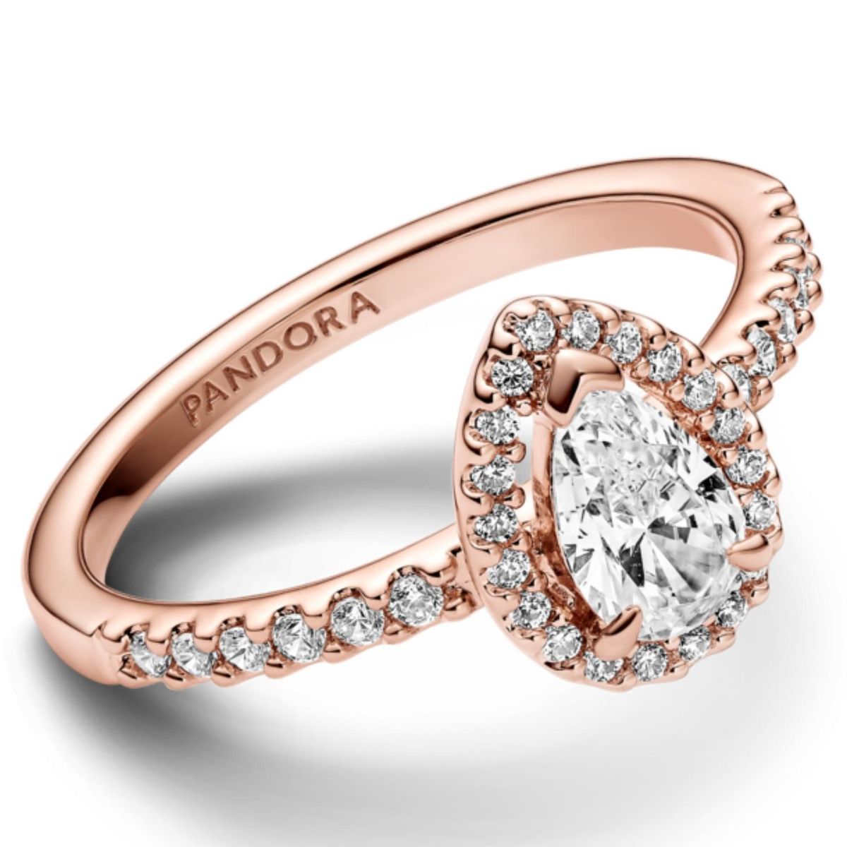 PANDORA - Anillo Halo Brillante Corte Pera Mujer Pandora
