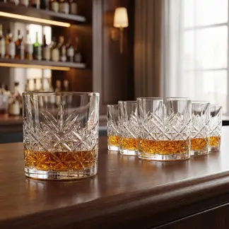 BASEMENT HOME - Set 6 Vasos Bajos 340 ml Vidrio Tallados