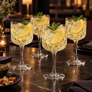 BASEMENT HOME - Set 4 Copas Gin 500 ml Vidrio Talladas