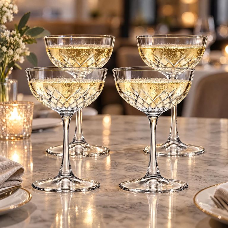 Set 4 Copas Cocktail 240 ml Vidrio Talladas