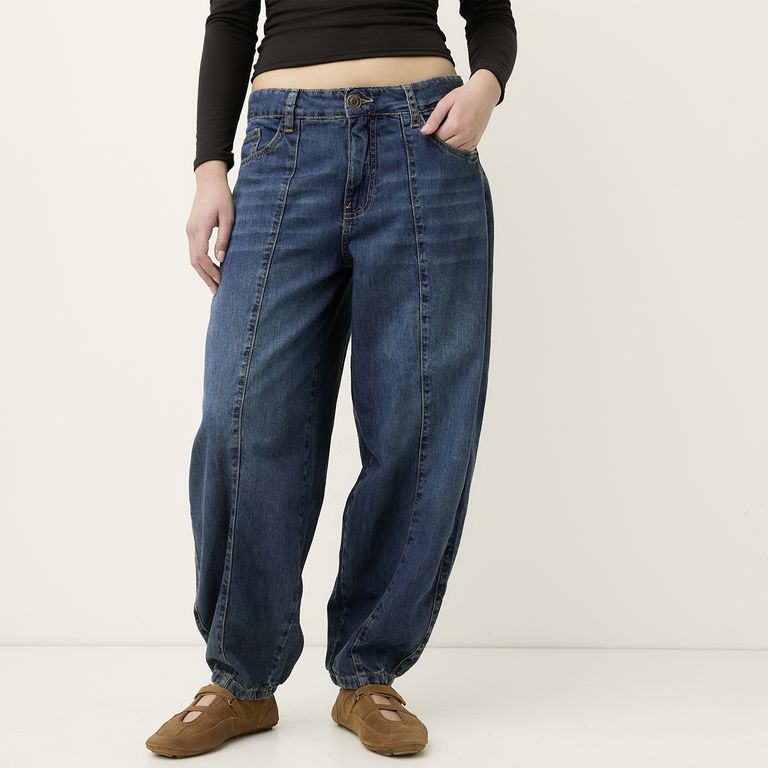 Jeans Balloon Tiro Medio Mujer