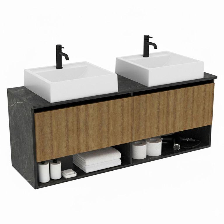 Mueble Baño Aereo 2 Lavamanos
