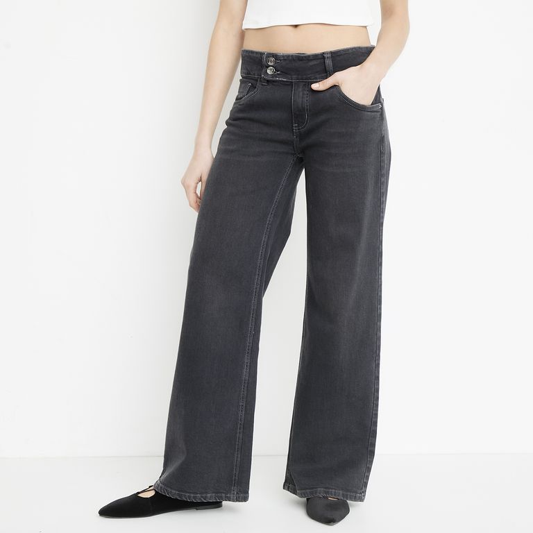 Jeans Wide Leg Tiro Medio Mujer