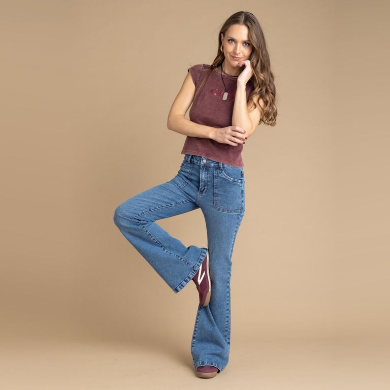 Jeans Tiro Medio Mujer