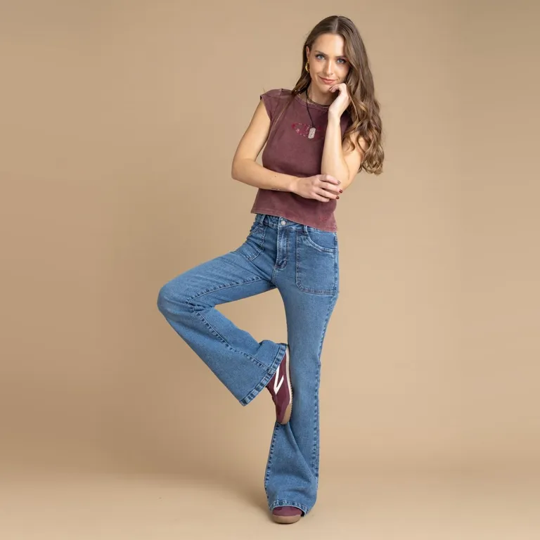 Jeans Tiro Medio Mujer