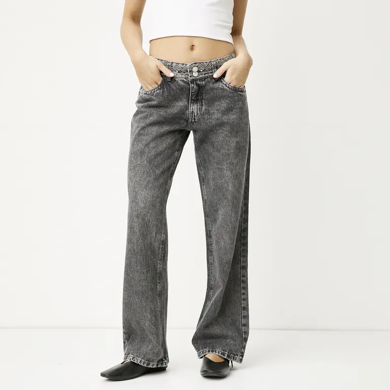 Jeans Mostacillas Tiro Medio Mujer