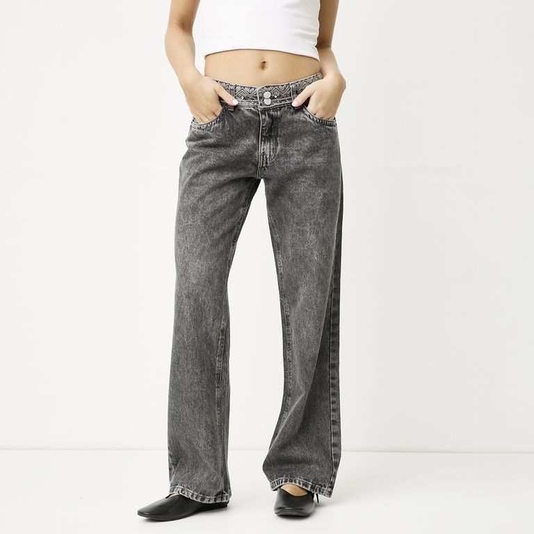 Jeans Mostacillas Tiro Medio Mujer