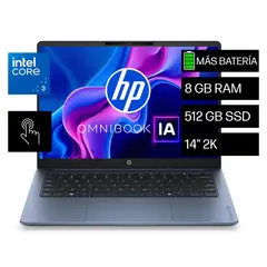 HP - Notebook OmniBook 3 AI 14-ht0031la Intel Core 3 8 GB 512 GB SSD 14" Táctil 2K