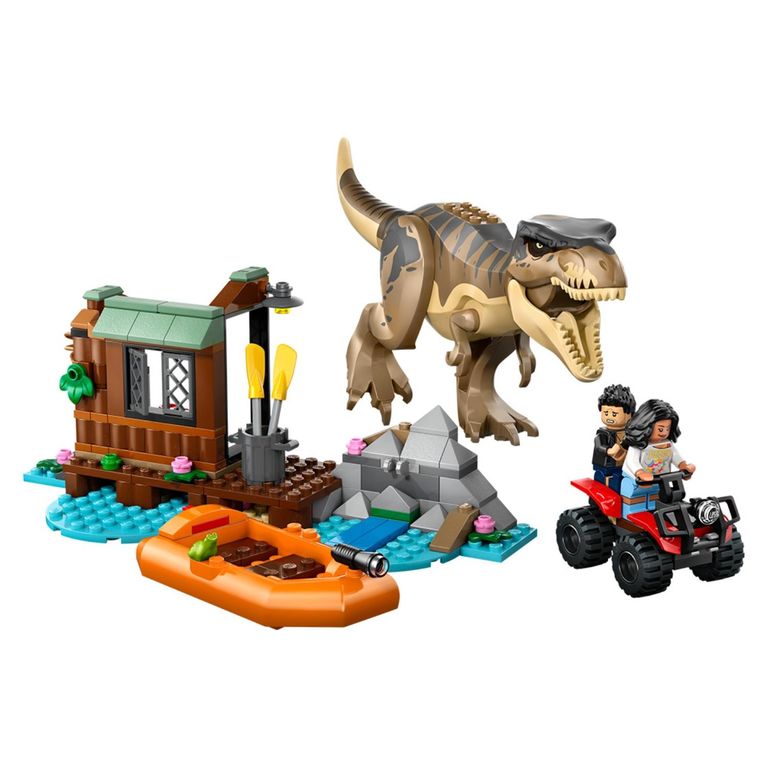 Jurassic World Huida Por El Río Y T. Rex A La Caza