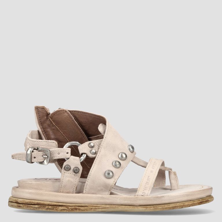 Sandalia Mujer Cuero Beige As98