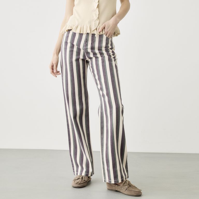 Jeans Straight Tiro Medio Mujer