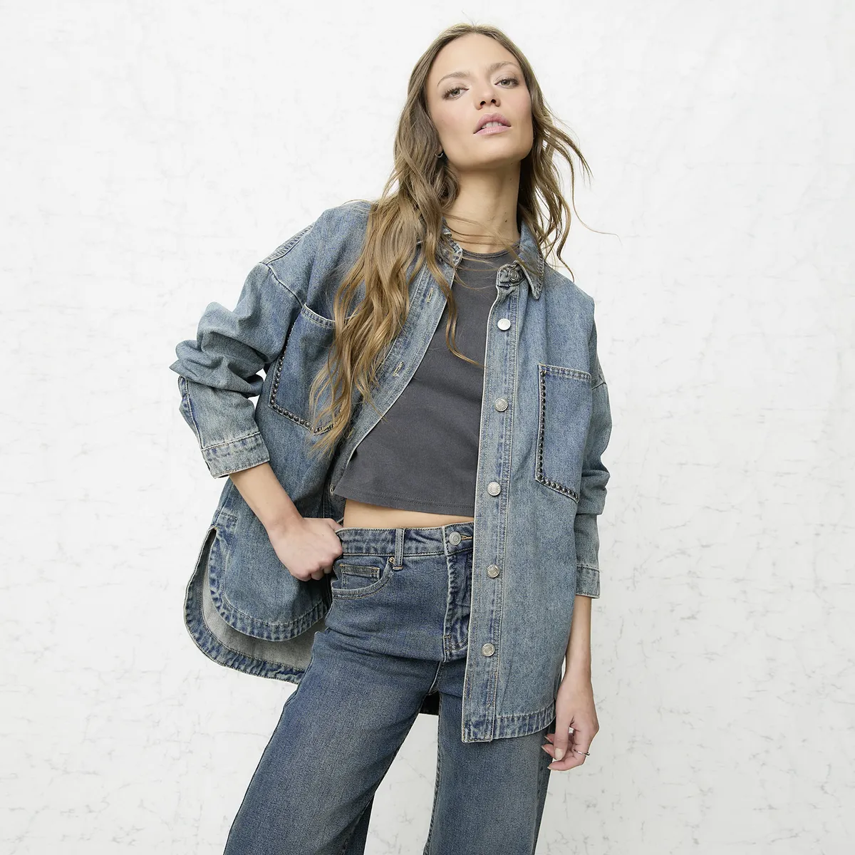 AMERICANINO - Chaqueta Denim Tachas Mujer Americanino