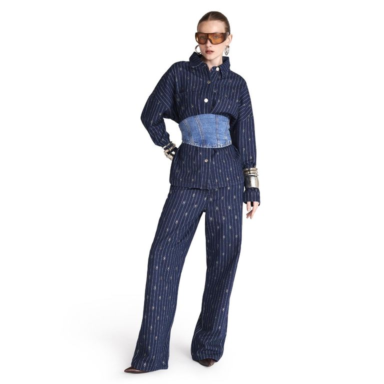 Jeans Straight Tiro Medio Mujer