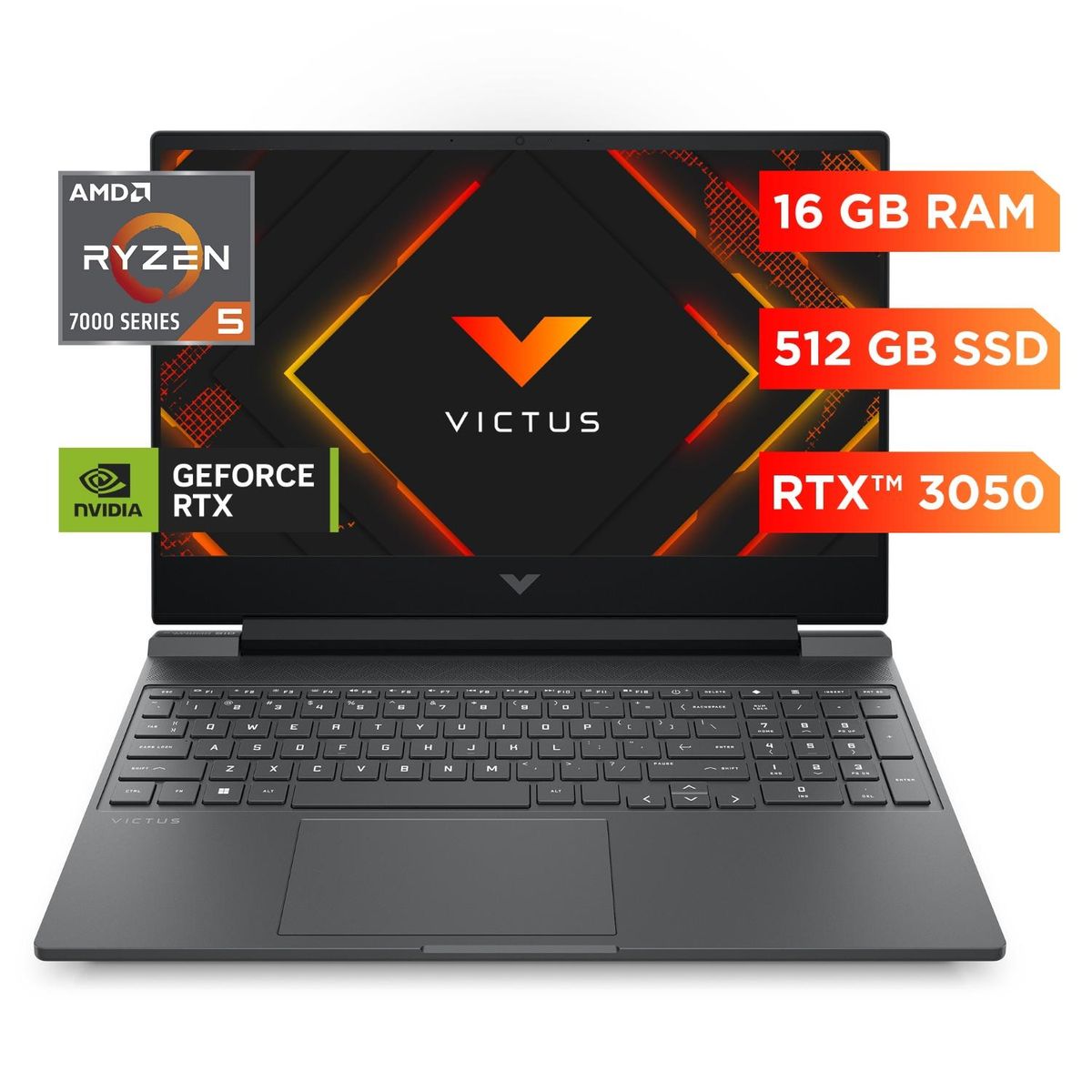 HP - Notebook Gamer Victus 15-fb3000la AMD Ryzen 5 16 GB RAM, NVIDIA GeForce RTX 3050, 512 GB SSD, 15.6" FHD 144 Hz