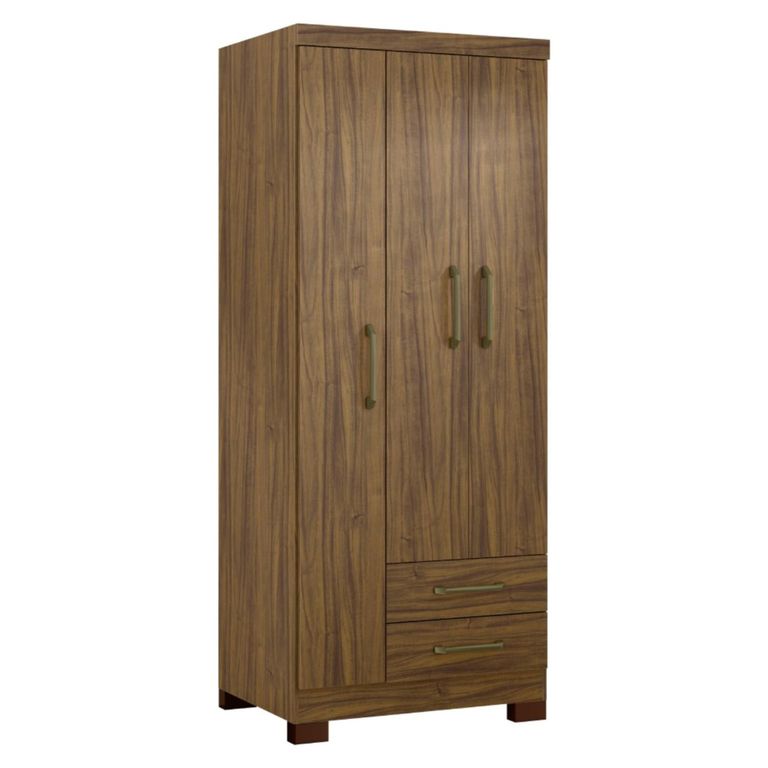 Clóset Ropero Francia Canela 3 Puertas 2 Cajones MDP 187.4x83.2x47.3 Cm