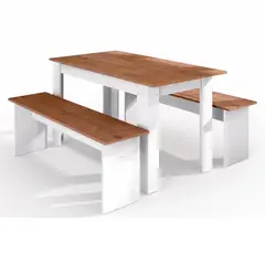 BE DESIGN - Juego De Comedor Diario 2 Banquetas Blanco Canela 75.2x135x75 Cm MDP