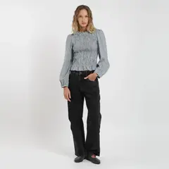 FROENS - Blusa Manga Larga Bee Rayas Gris Muje